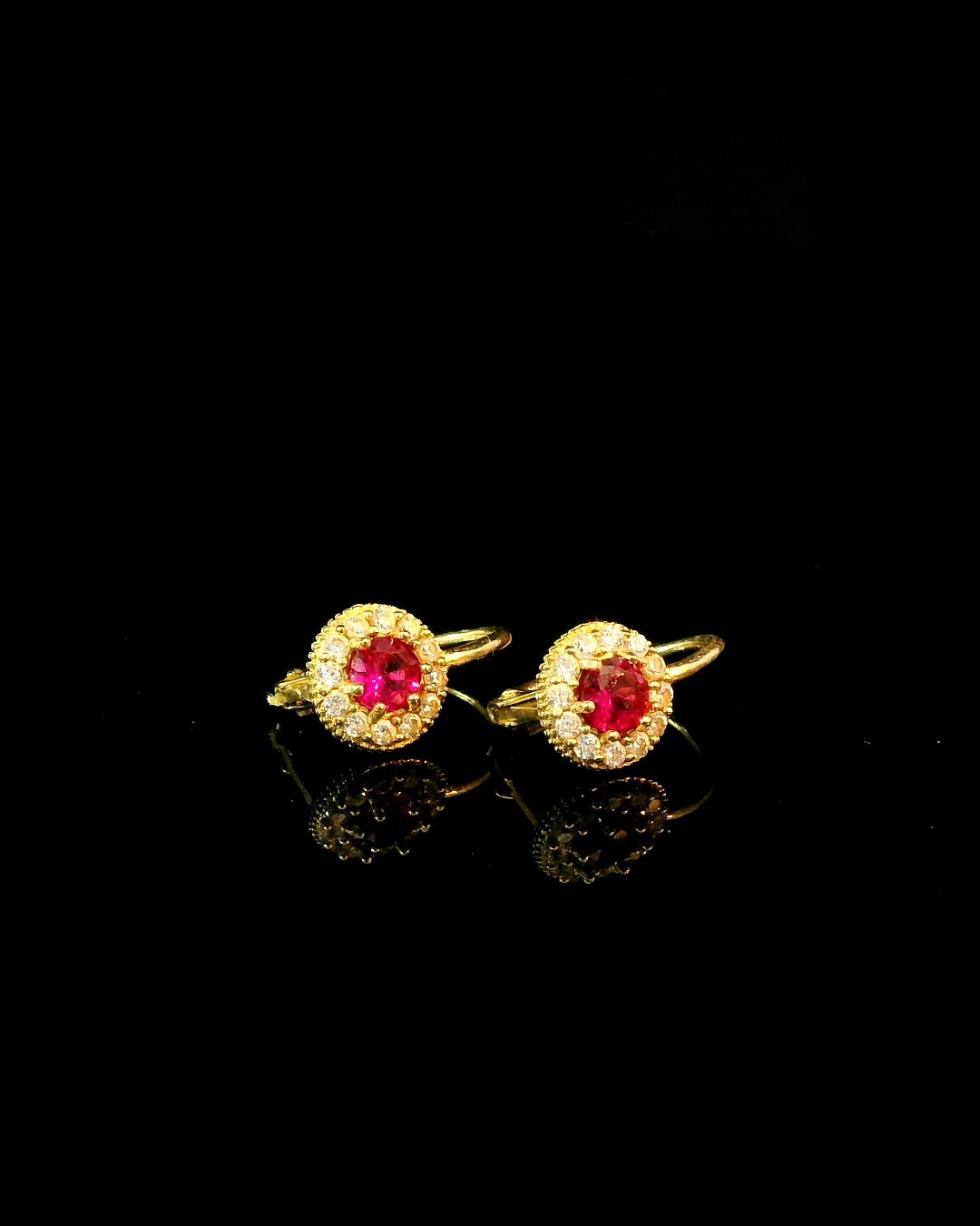 Rose Halo Earrings 10k