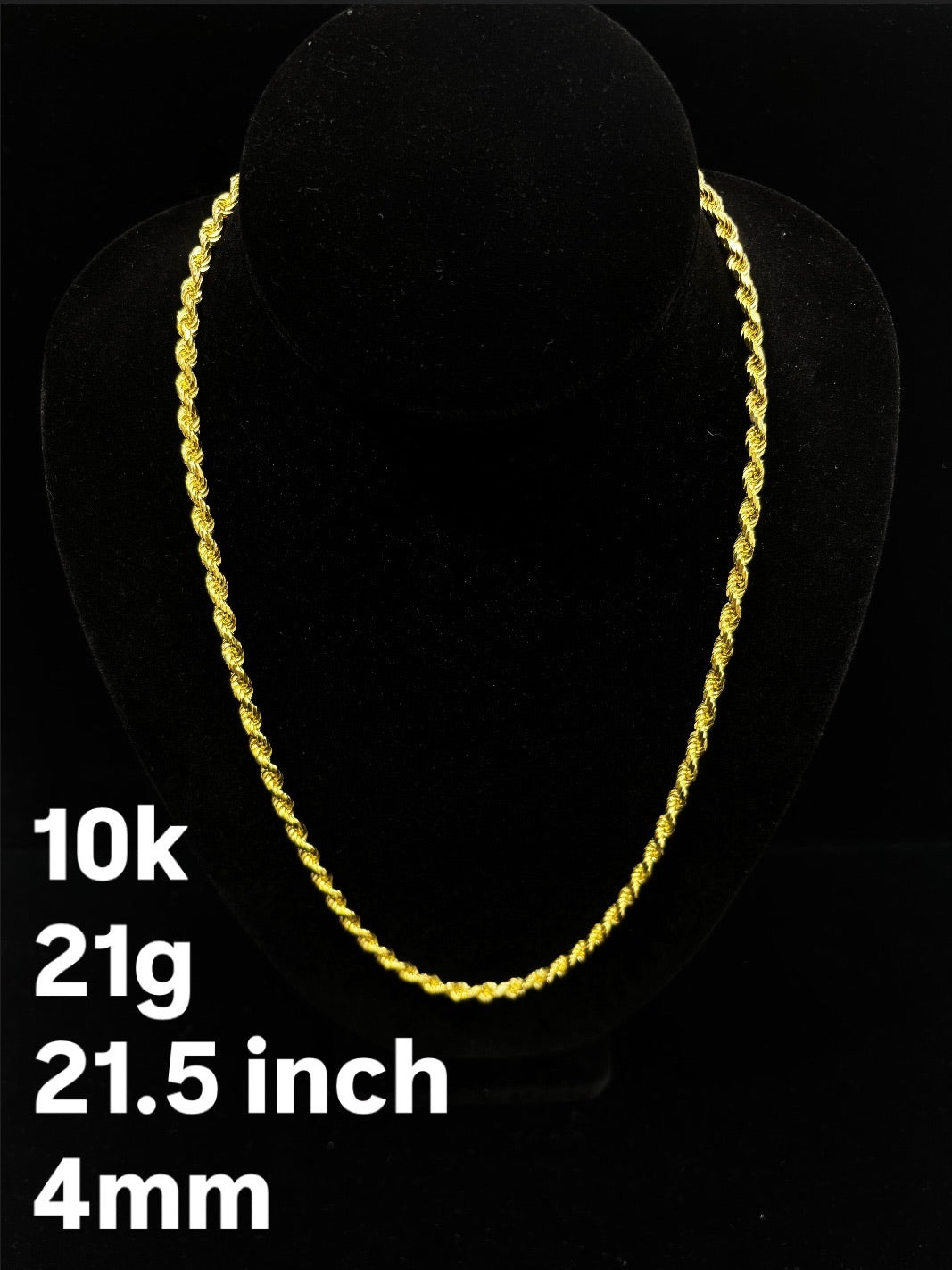 10K YELLOW GOLD ROPE NECKLACE – 4MM