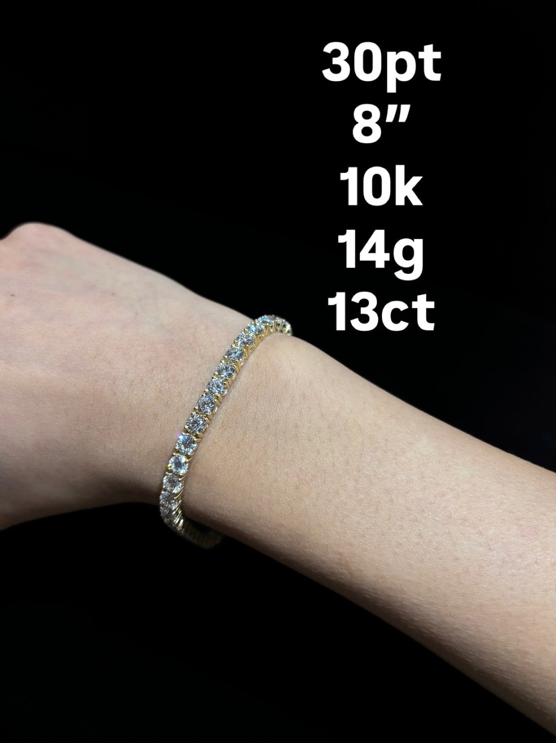 10K Gold Diamond Tennis Bracelet – 13.00 CTW
