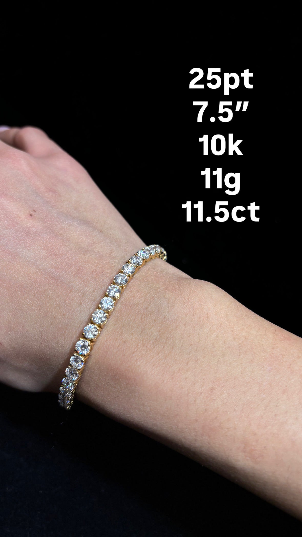 10K Yellow Gold Diamond Tennis Bracelet – 11.50 CTW (#6)