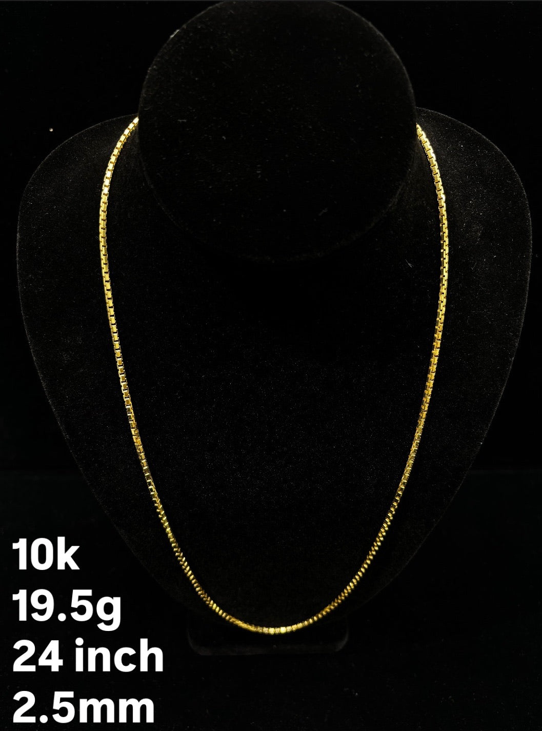 10K YELLOW GOLD BOX LINK NECKLACE – 2.5MM