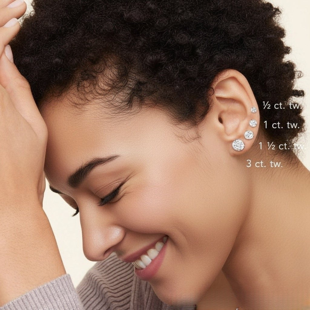 Perfect 4-Prong Round Lab Diamond Stud Earrings in 14k Solid Gold (Vvs-Vs DEF ONLY)