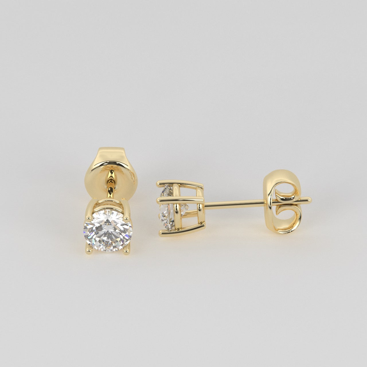 Round (VVS2-D) Lab Grown Diamond IGI Certified Stud Earrings – 1.00ct Total, 14K Gold