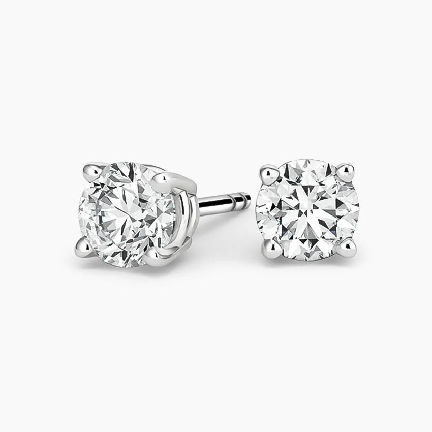 Round (VS+-F+) Lab Grown Diamond Non-Certified Stud Earrings – 3.00ct Total, 14K Gold