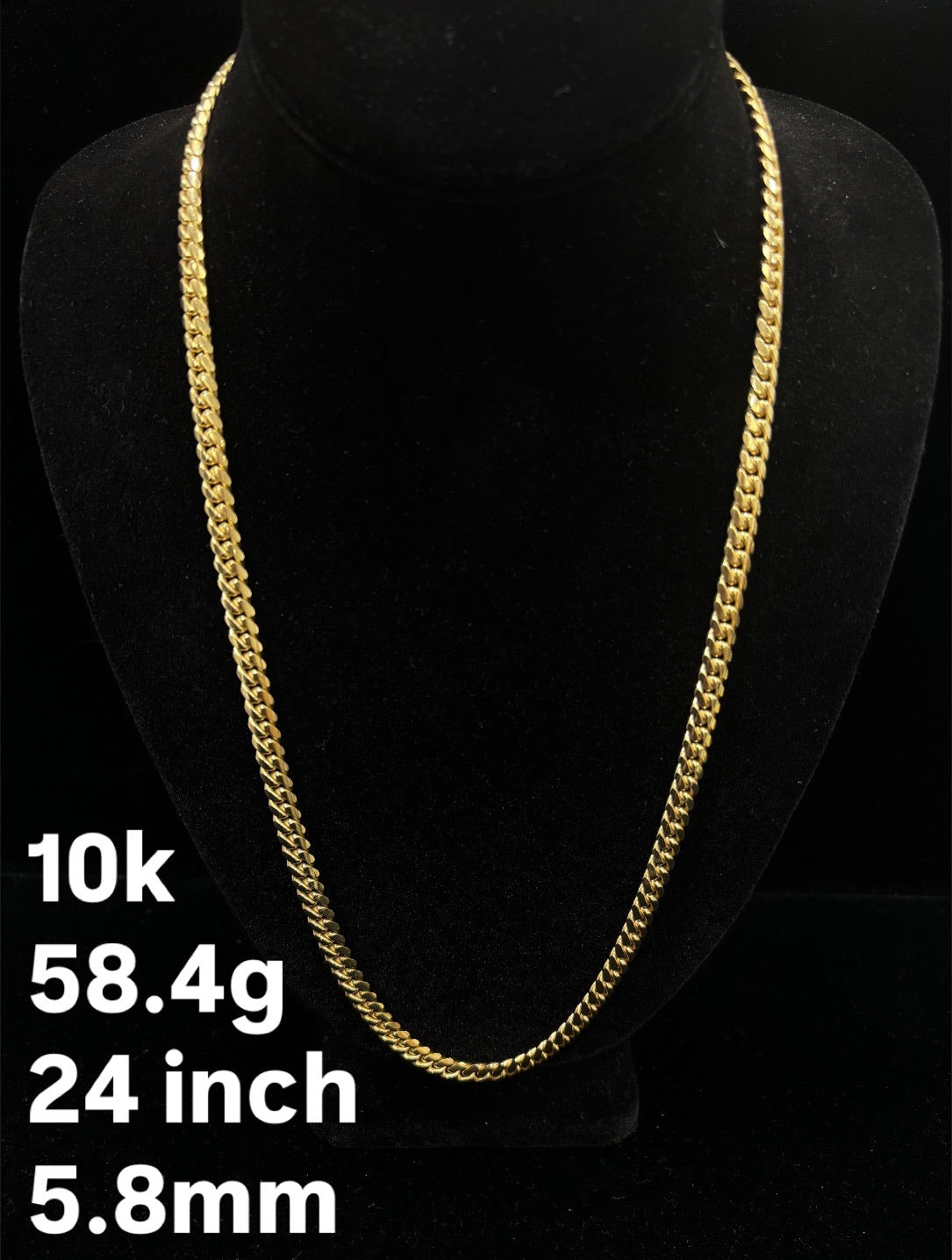 10K YELLOW GOLD CUBAN LINK NECKLACE – 5.8MM