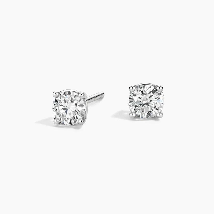 Round (VS+-F+) Lab Grown Diamond Non-Certified Stud Earrings – 1.00ct Total, 14K Gold