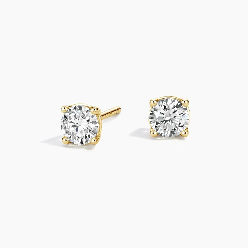 Round (VS+-F+) Lab Grown Diamond Non-Certified Stud Earrings – 1.00ct Total, 14K Gold