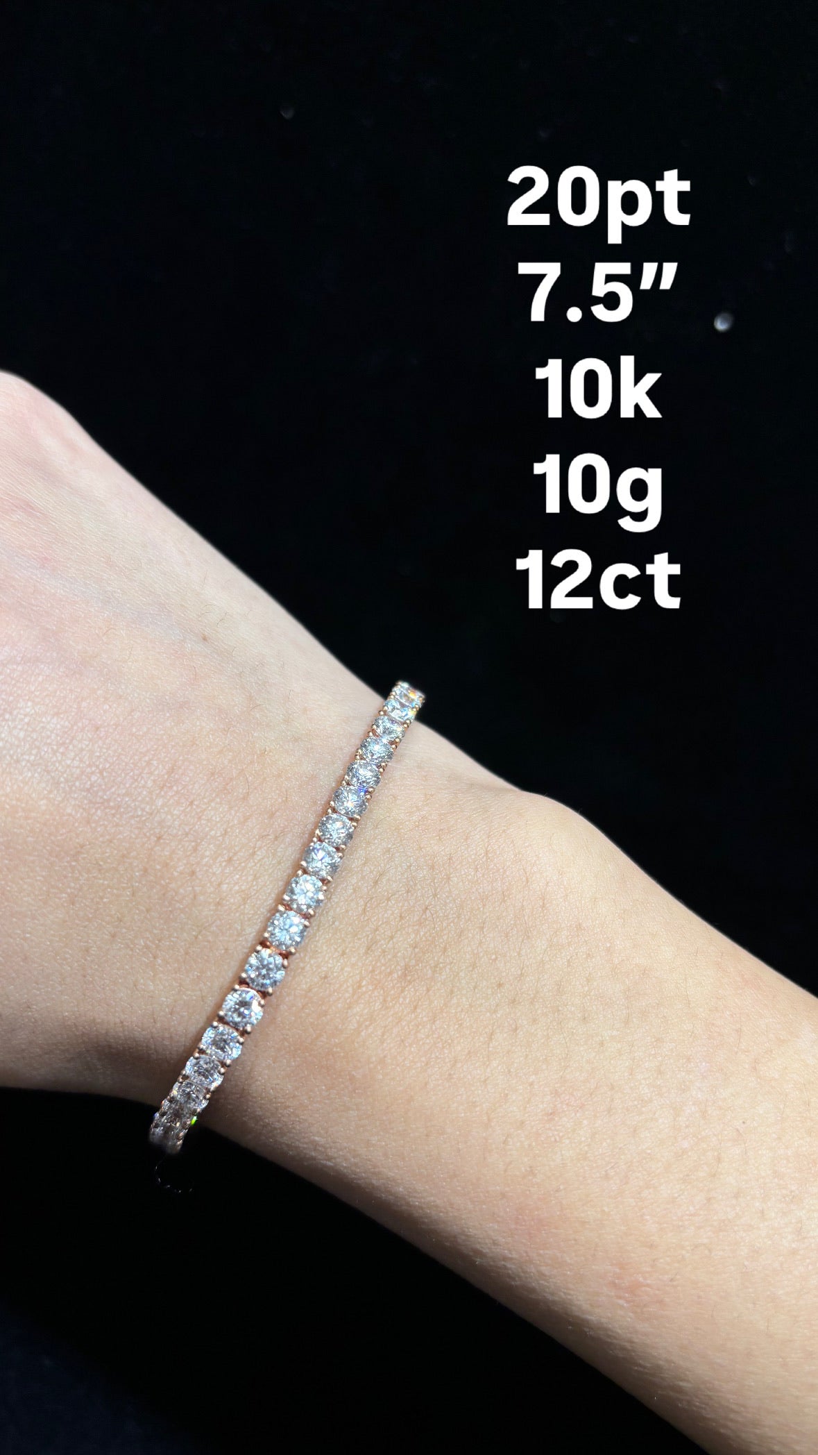 10K Gold  Lab Diamond Tennis Bracelet – 12.00 CTW