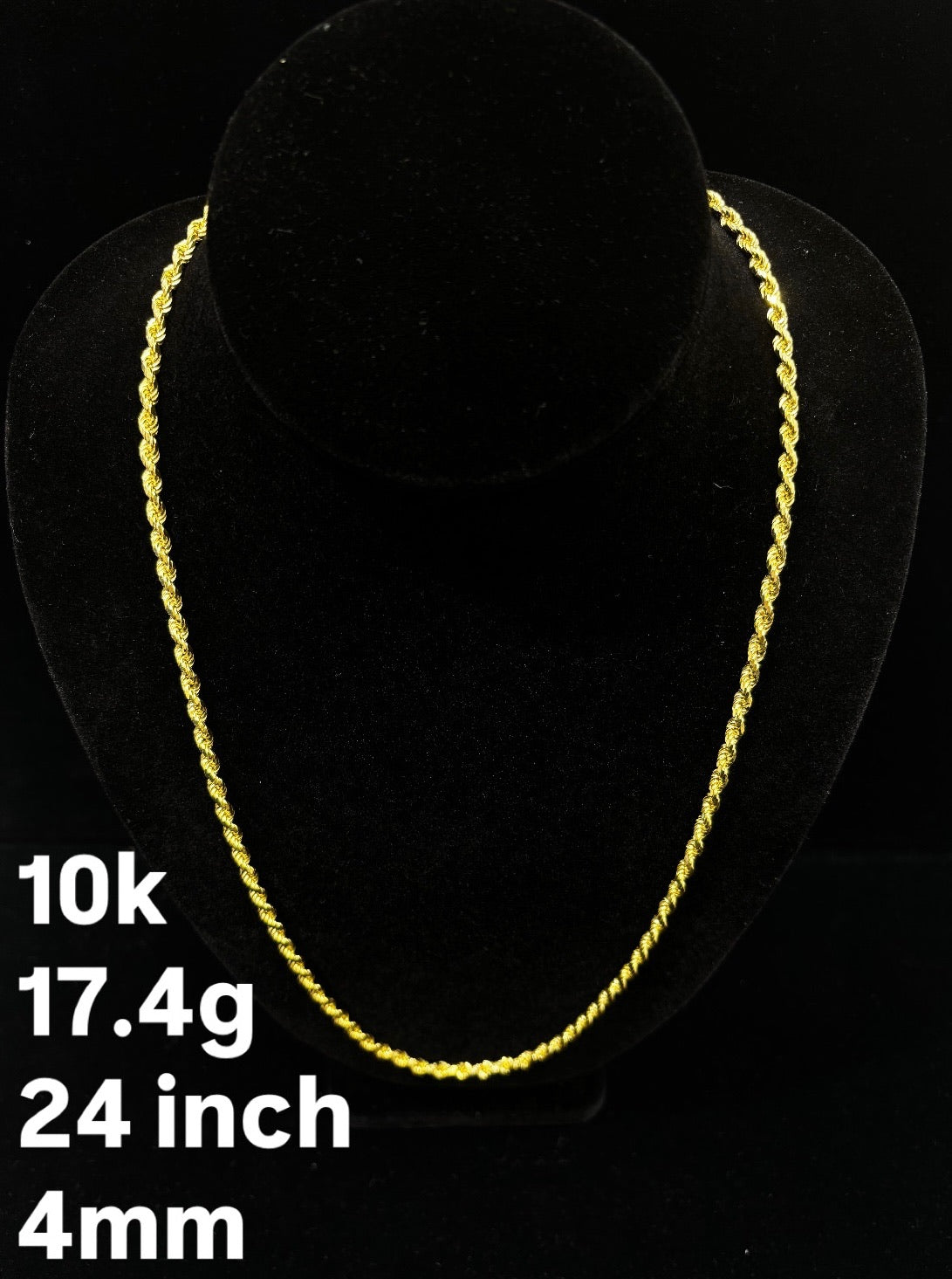 10K YELLOW GOLD ROPE NECKLACE – 4MM