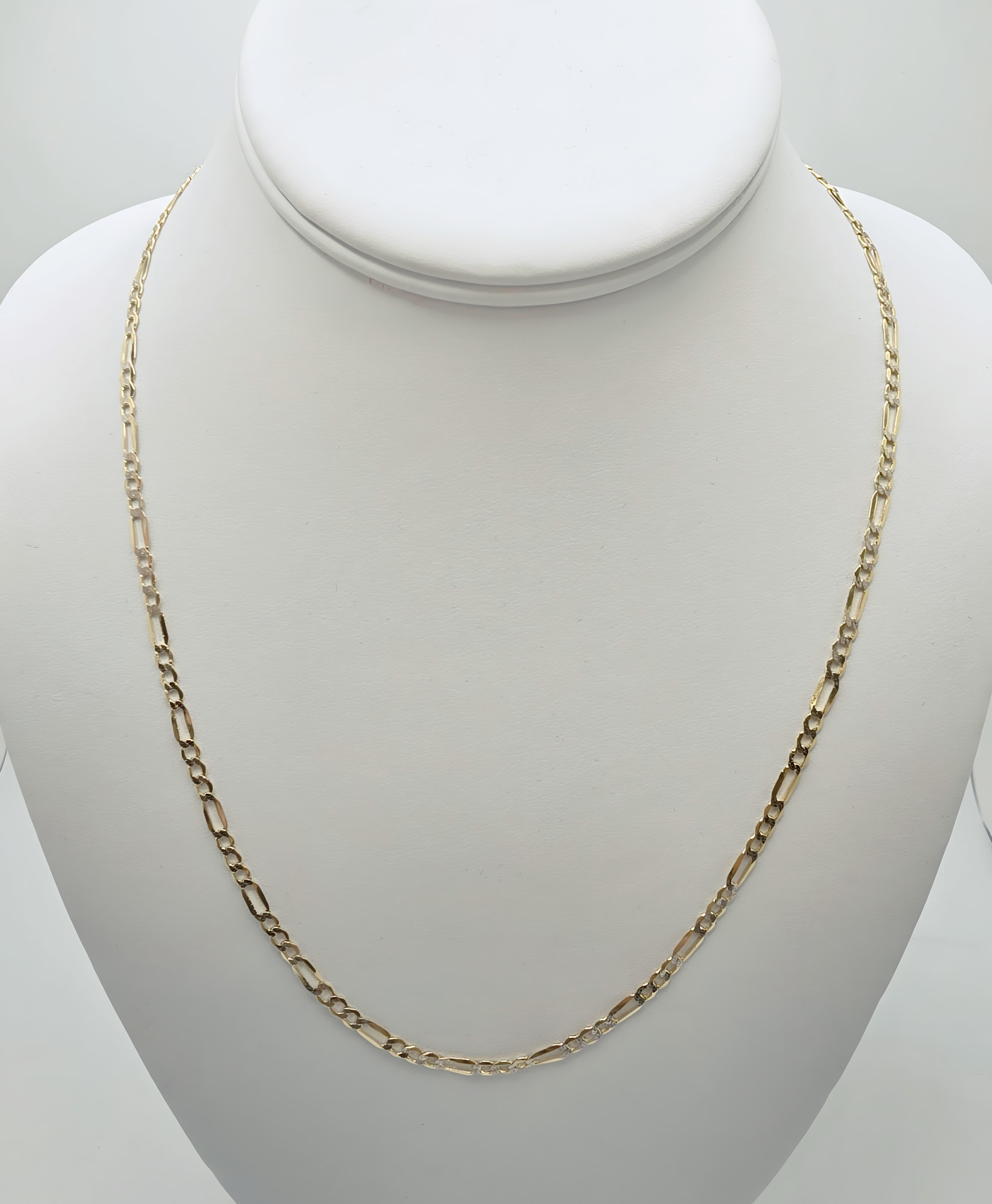 3mm Figaro Diamond Cut Gold Necklace