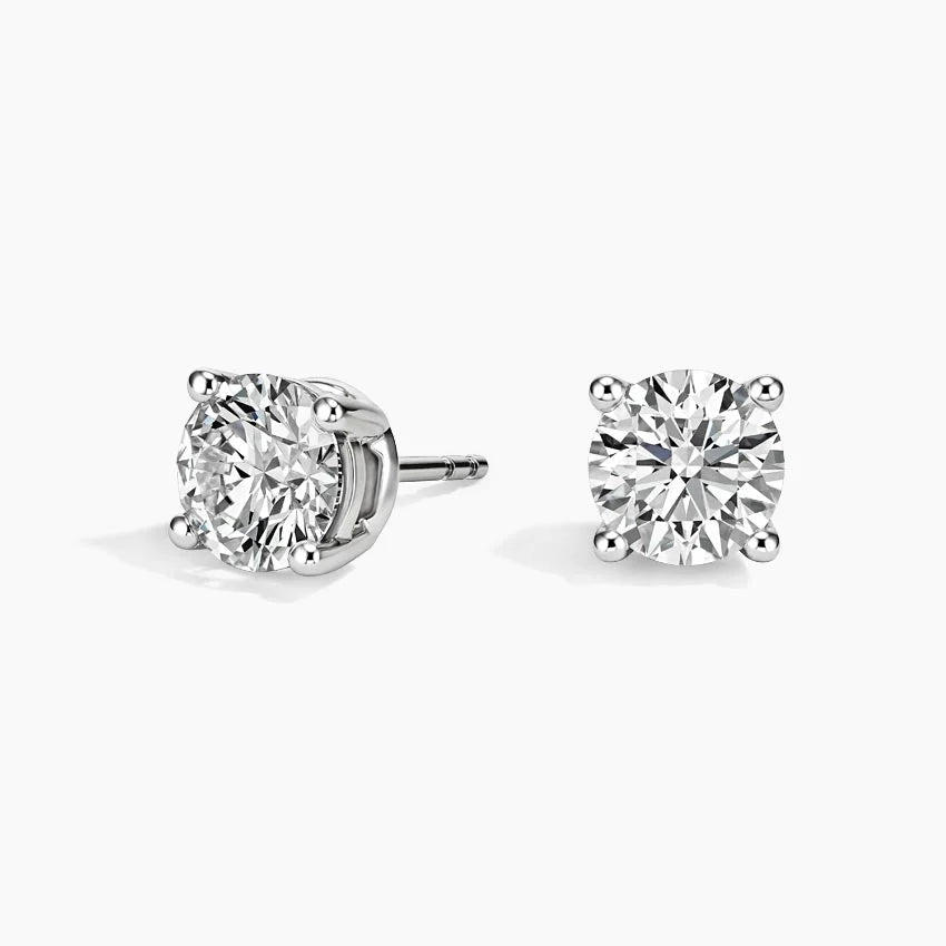 Perfect 4-Prong Round Lab Diamond Stud Earrings in 14k Solid Gold (Vvs-Vs DEF ONLY)