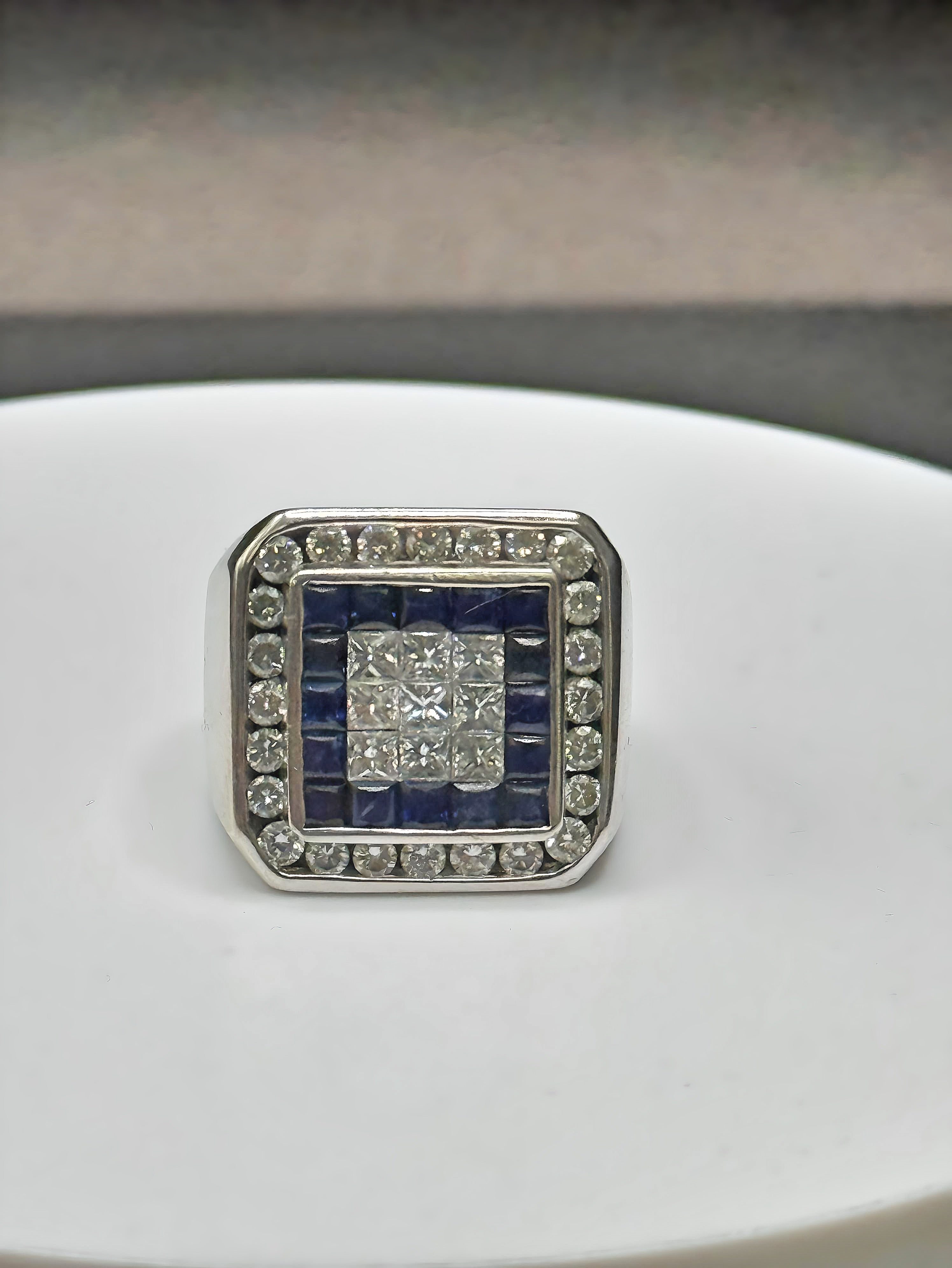 18k Natural Diamond Men’s Ring 28.6gram